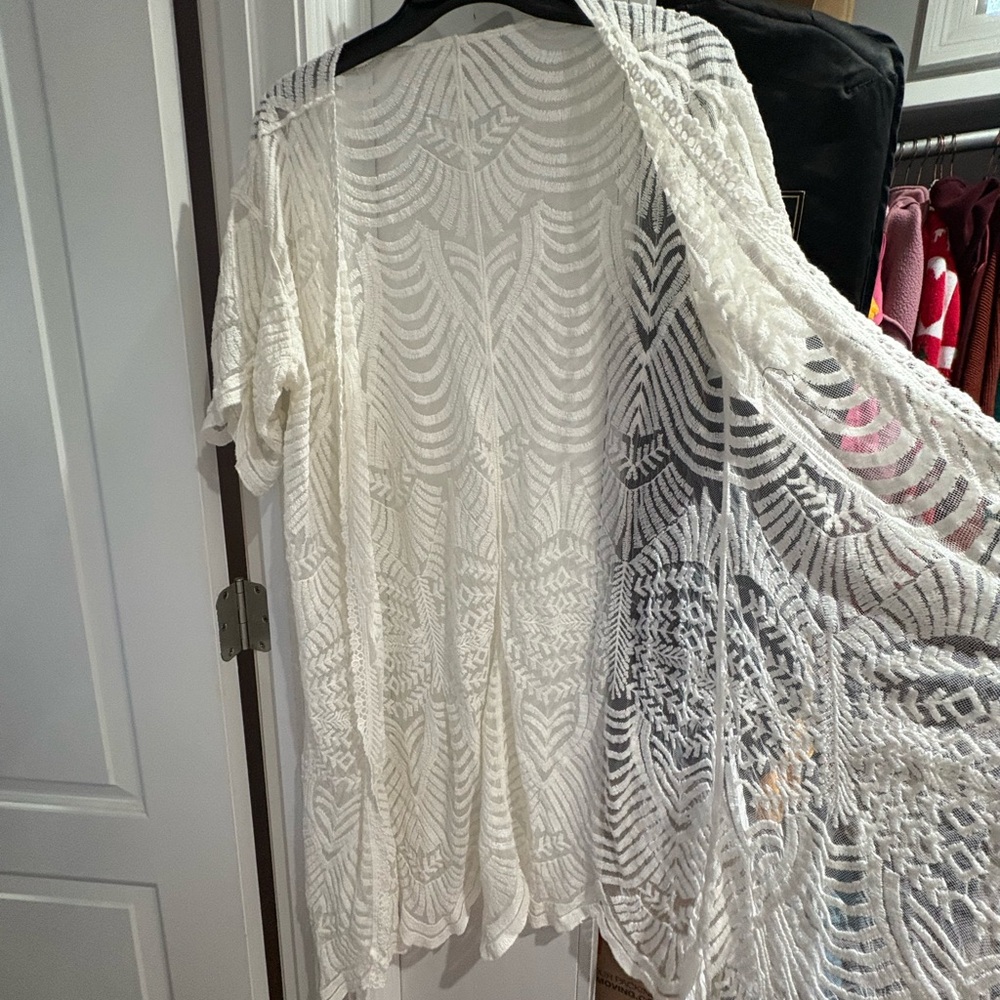 White Lace Kimono Cardigan
